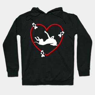 Roaching White Greyhound Red Love Heart Paw Prints Hoodie